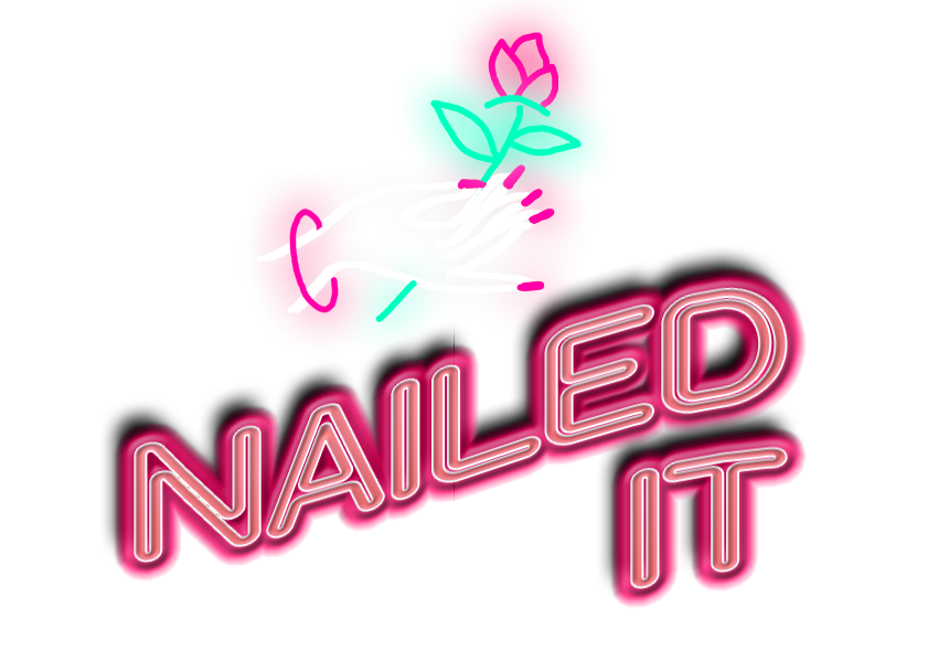 Nailed It logo: Neon Sign showing manicured hand with flower.